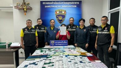 Police crack down on illegal residents, gambling in Samut Prakan