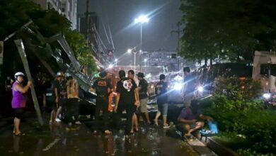 Storm’s parking wrecks: Cars crushed, power out near Phra Nang Klao Hospital