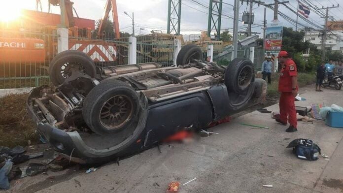 Truck crash in Chon Buri kills driver, injures four workers