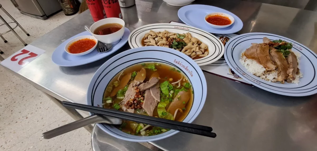 Boat noodles at Kitty Duck Noodle restaurant in Bangkok