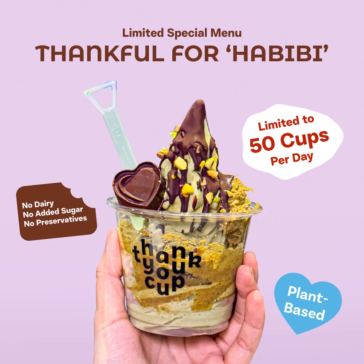 Dubai chocolate soft-serve at Thank You Cup Bangkok 