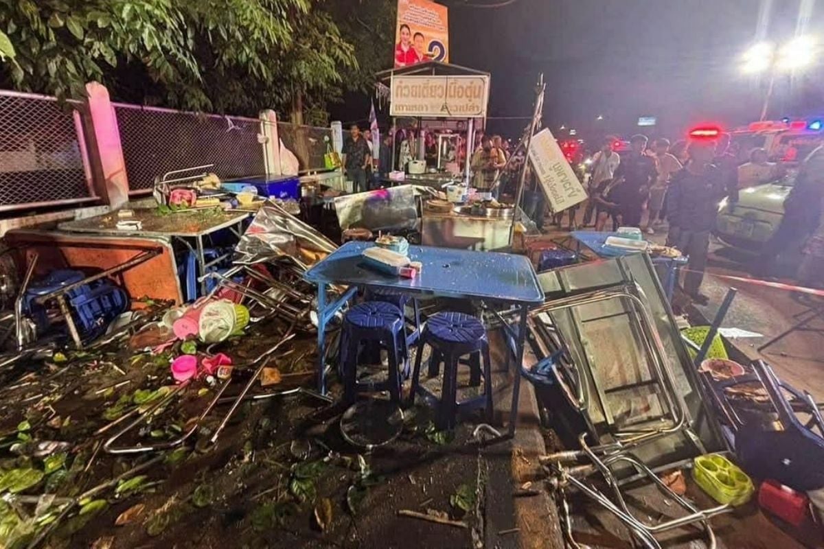 Drugged driver crashes into noodle shops, killing 1, injuring 9