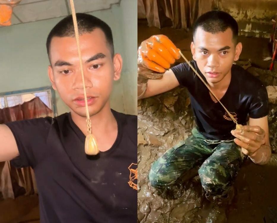 Soldiers recover gold necklace after Chiang Rai landslide (video)