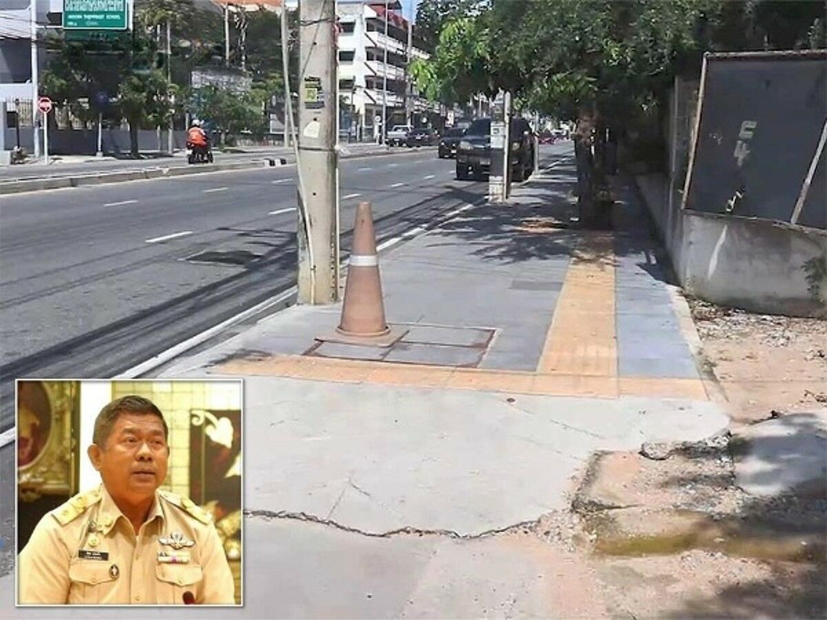 Sinking scandal: Pattaya’s new footpaths crumbling already