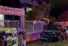 Sedan driver trapped after high-speed horror in Pattaya