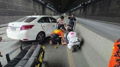 Car crash in Pattaya tunnel causes severe damage, minor injuries