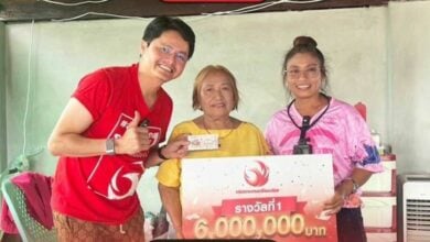 Thai family celebrates 6 million baht lottery win in Kamphaeng Phet