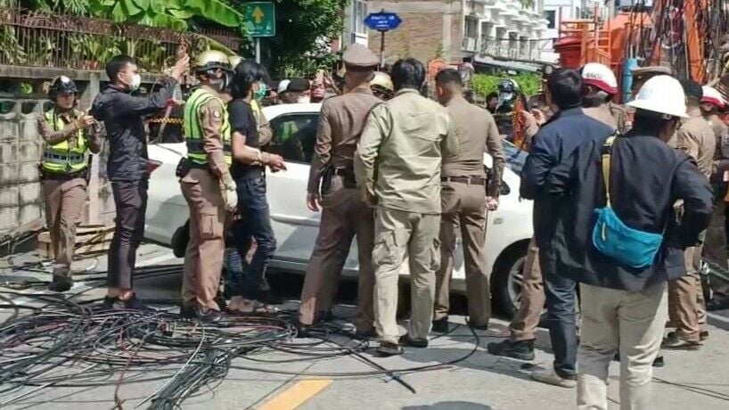 Car crash in Bangkok topples power poles, drugs and gun found