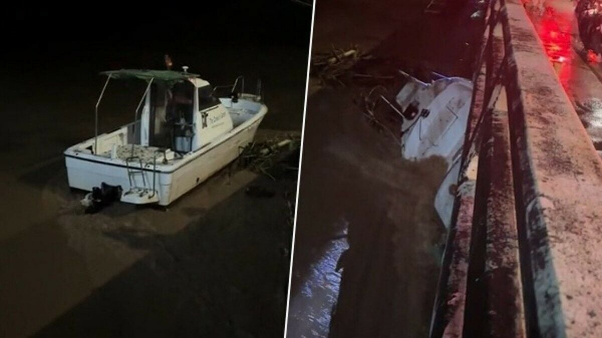 Boat in Chiang Mai flood narrowly escapes disaster (video)