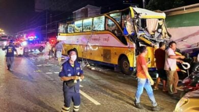 Tour bus brake failure injures 38 in multi-vehicle crash