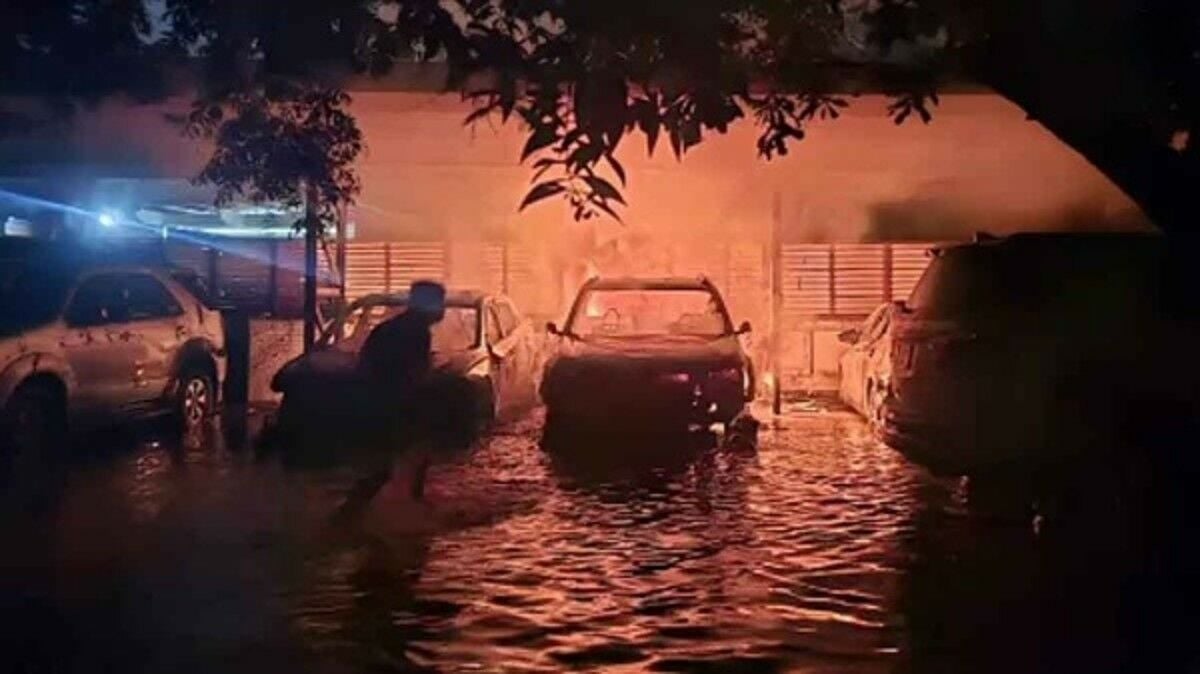 Electric car catches fire at flooded Chiang Mai home