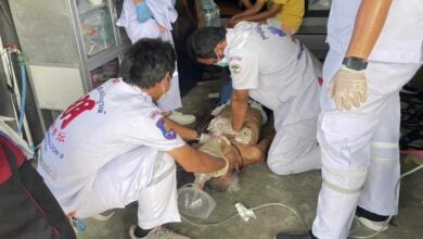 A 63 year old man saved from choking on meatball in Pattaya