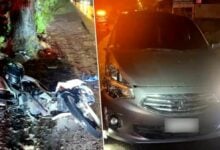 Drowsy driver crashes into motorcycle in Chachoengsao