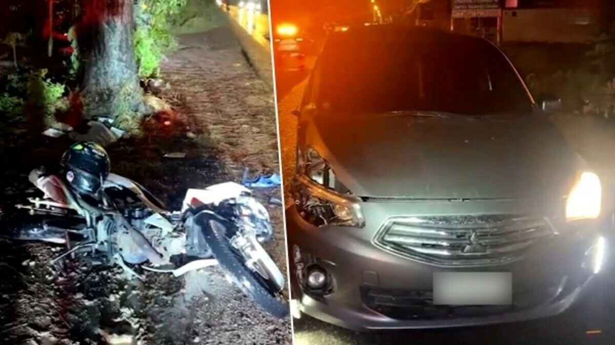 Drowsy driver crashes into motorcycle in Chachoengsao