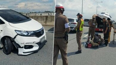 Traffic officer injured in Nonthaburi expressway accident