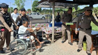 Disabled Thai man reenacts fatal stabbing of village headman