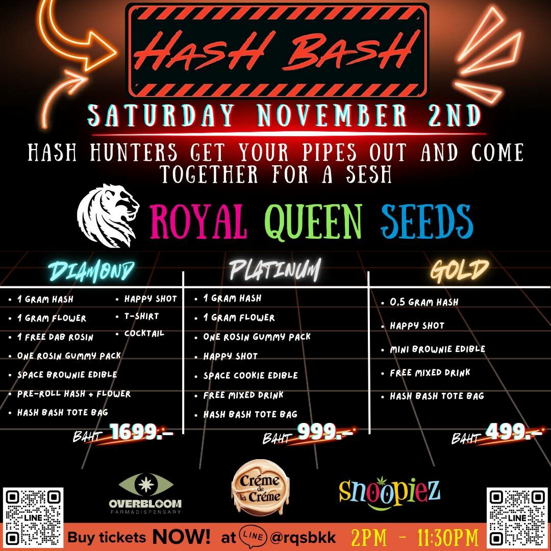 Join the ultimate Hash Bash at Royal Queen Seeds on Saturday, November 2!