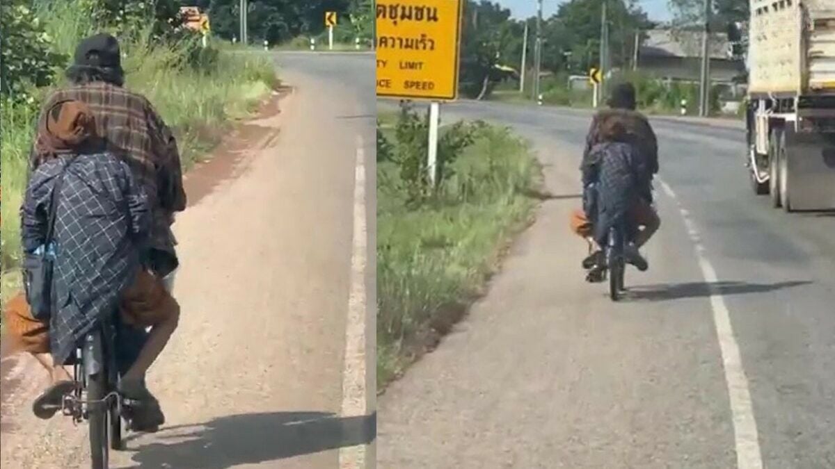 Elderly man cycles 80km home to Surin with blind wife