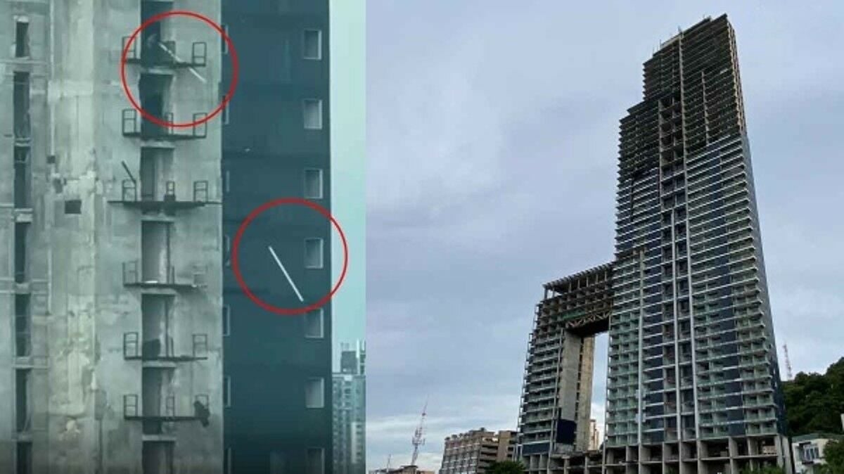 Mysterious figure seen tossing objects from Pattaya building