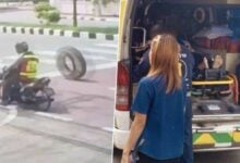 Two students injured in Samut Songkhram ice truck wheel accident