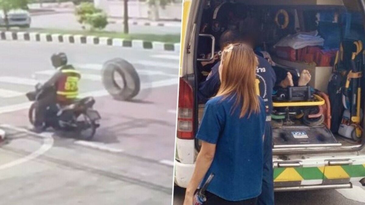 Two students injured in Samut Songkhram ice truck wheel accident