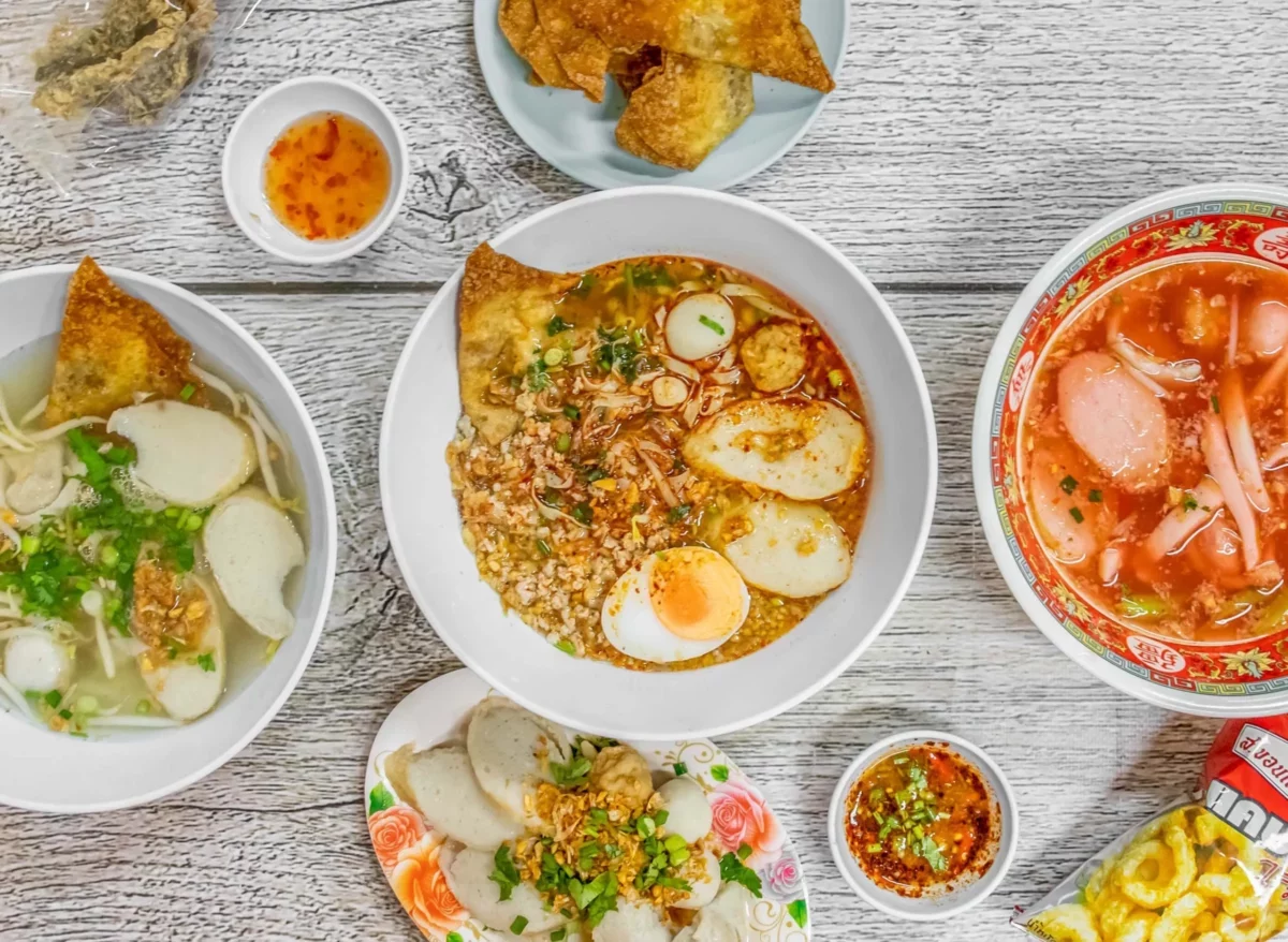 Pink noodles in Bangkok