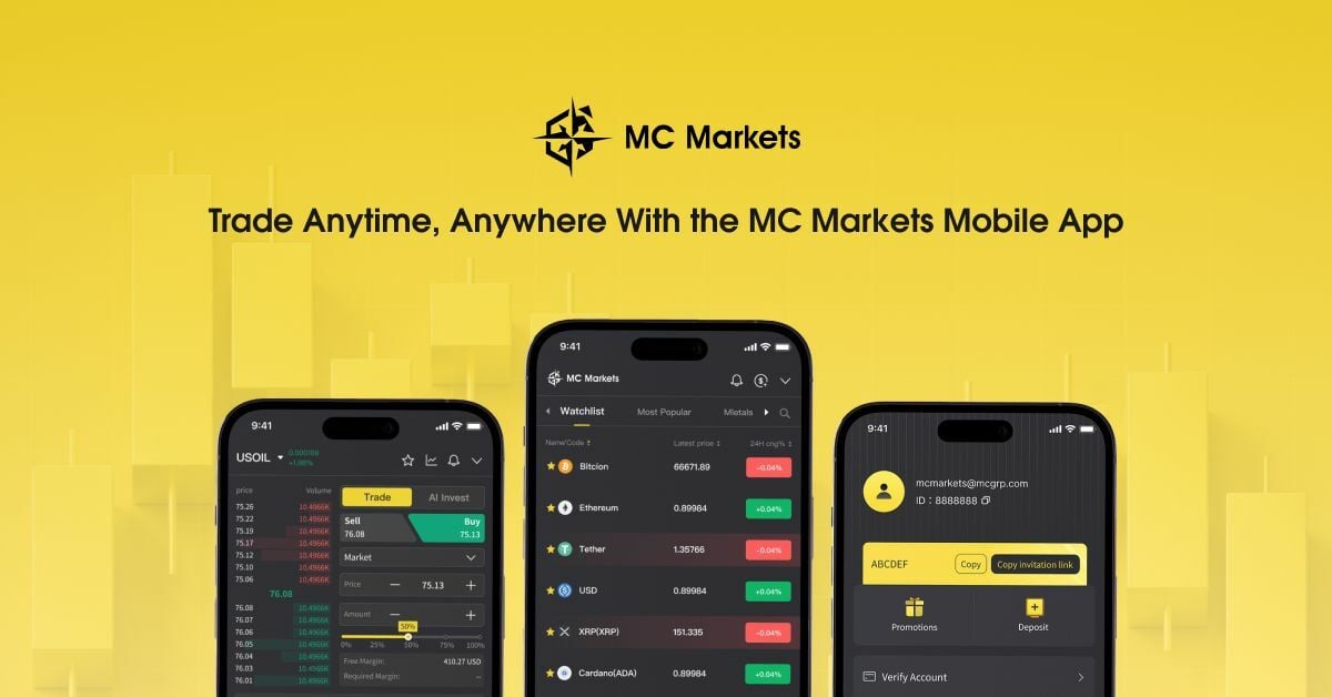 Trade anytime, anywhere with the MC Markets mobile app