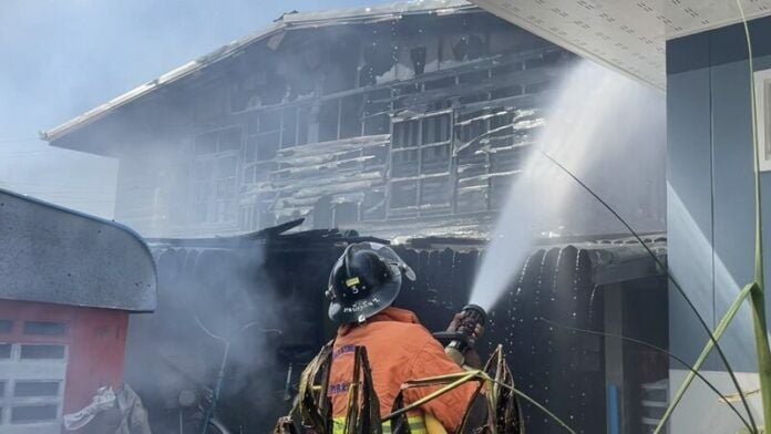 Buriram blaze destroys homes, leaves two families homeless