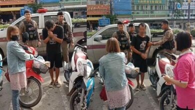 Man in cartoon Moo Deng T-shirt caught stealing in Kanchanaburi