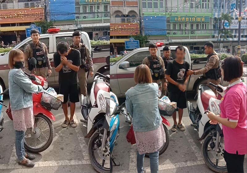 Man in cartoon Moo Deng T-shirt caught stealing in Kanchanaburi