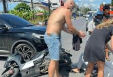 Russian driver crashes into Thai couple’s motorcycle, denies responsibility