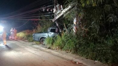 Pickup truck crash in Chon Buri sparks fatal transformer explosion