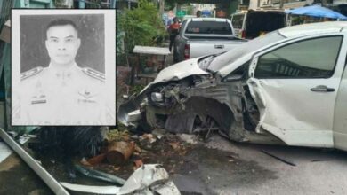 Pathum Thani police officer with health issue dies in car crash