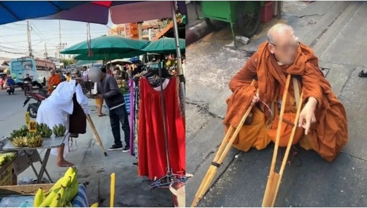 Fake monk returns to Bangkok to beg day after losing robes (video)