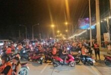 Motorcycle taxis causes traffic gridlock during Pattaya concert