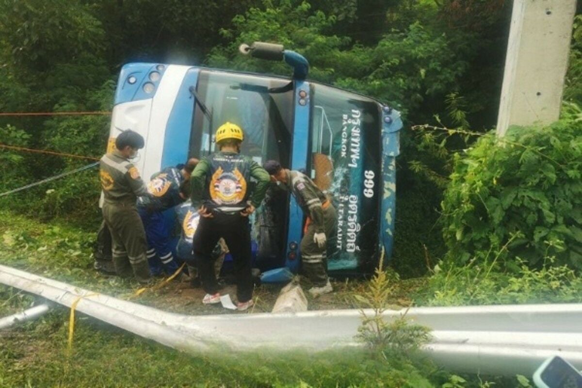 Bumpy ride: bus-truck crash ‘derails’ journey in Phrae, injuring 45