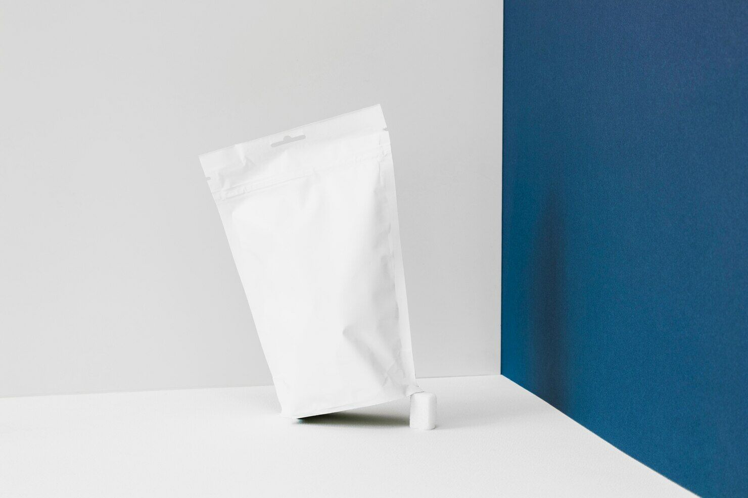 White plastic mylar bag