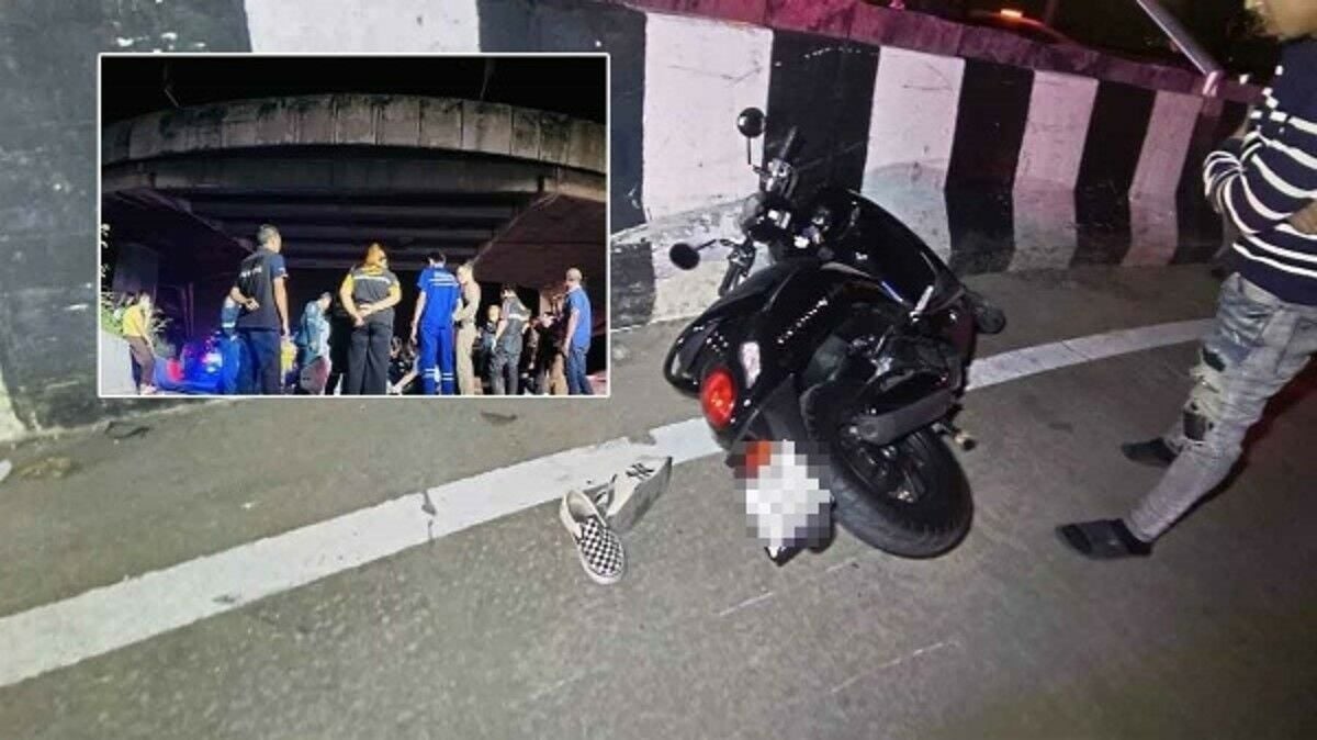 Motorbike crash off flyover in Pathum Thani leaves one dead