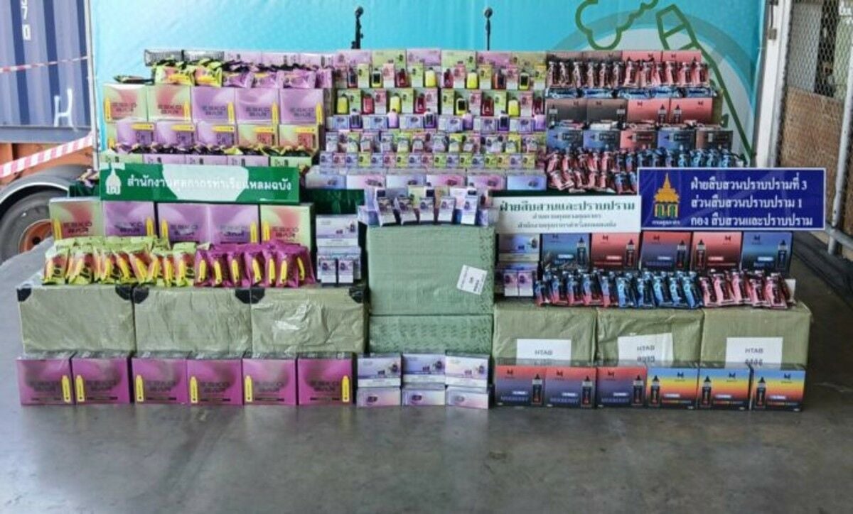 Smoky bust: E-cigarettes worth 10 million baht seized in Si Racha