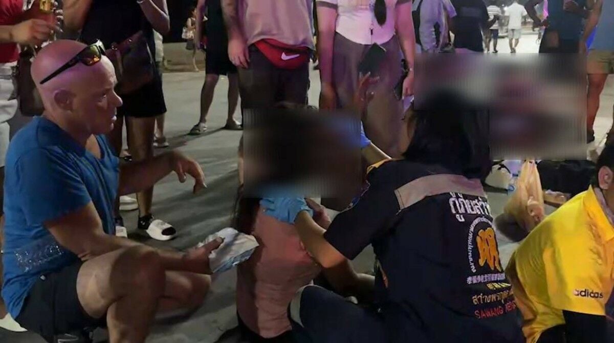 Thai woman glued to phone hit by electric motorcycle in Pattaya