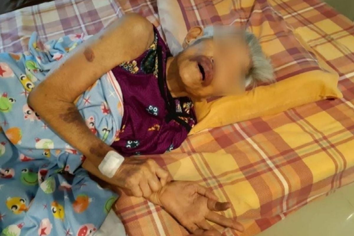 Old bedridden woman abused by caretaker