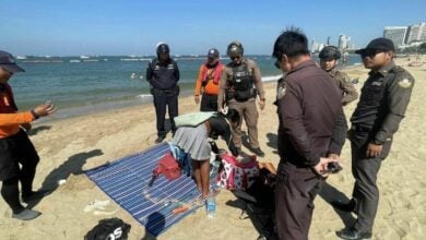 Homeless woman sent to rehab after using drugs on Pattaya Beach