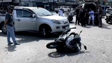 Motorcyclist killed in Pattaya crash with minivan and pickup truck