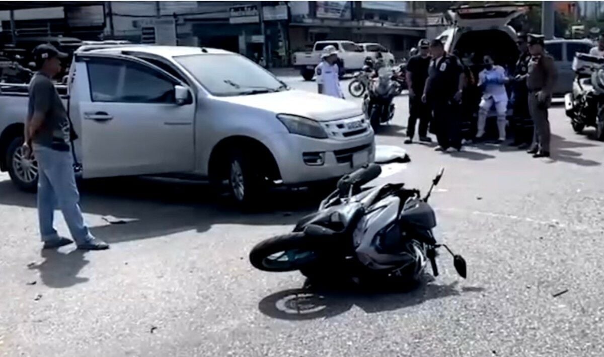 Motorcyclist killed in Pattaya crash with minivan and pickup truck