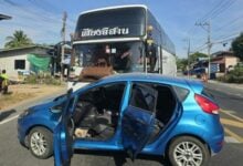 Bus carrying dance troupe collides with car in Buriram