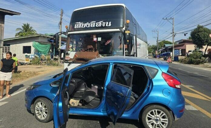 Bus carrying dance troupe collides with car in Buriram