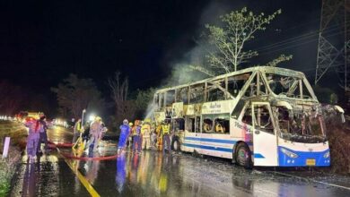 Passenger bus from Bangkok to Chiang Mai catches fire, no injuries | Thaiger