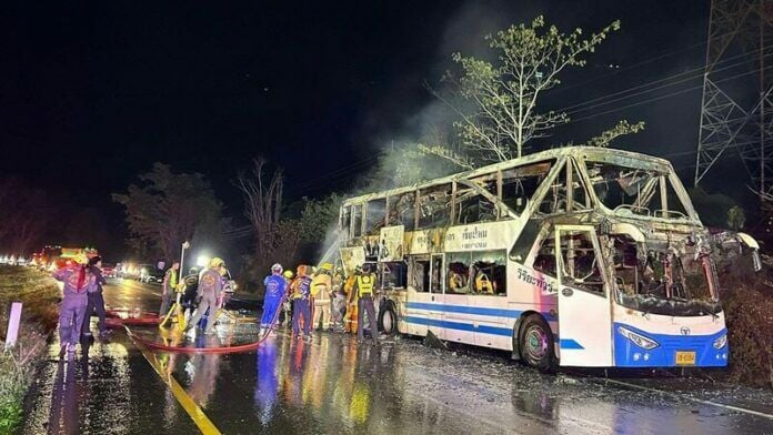 Passenger bus from Bangkok to Chiang Mai catches fire, no injuries