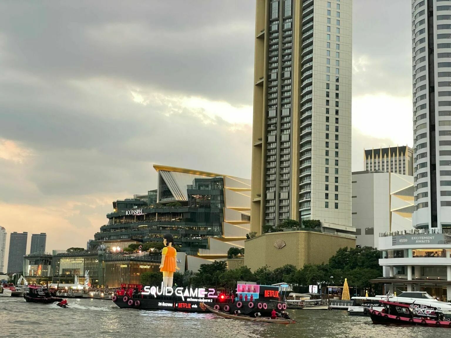 Squid Game Doll on the Chao Phraya River