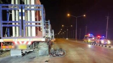 Motorcyclist dies in collision with ten-wheel truck in Ayutthaya